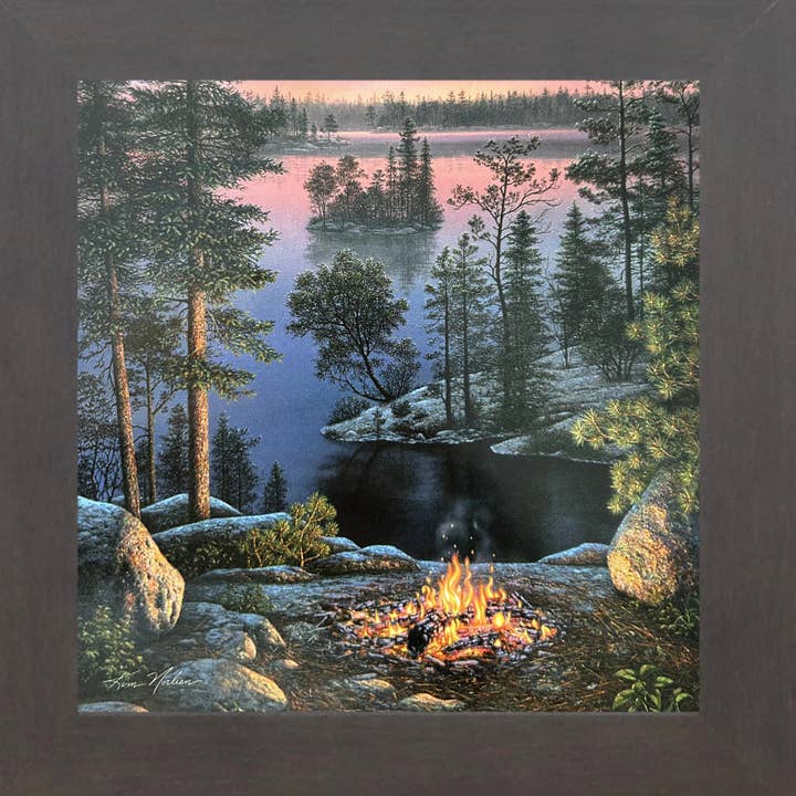Summer Snow Art - Wholesale Christmas Wall Art - Sunset By The Fire By Artist Kim Norlien Framed Art3