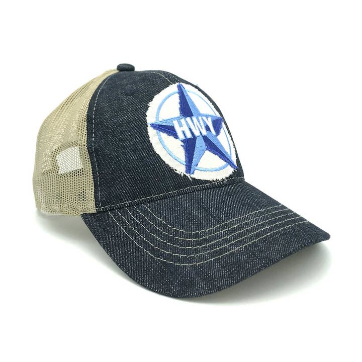 Blå Stjerne Highway Vintage Stor Logo Trucker Hat for engroshandel hos MI Coast