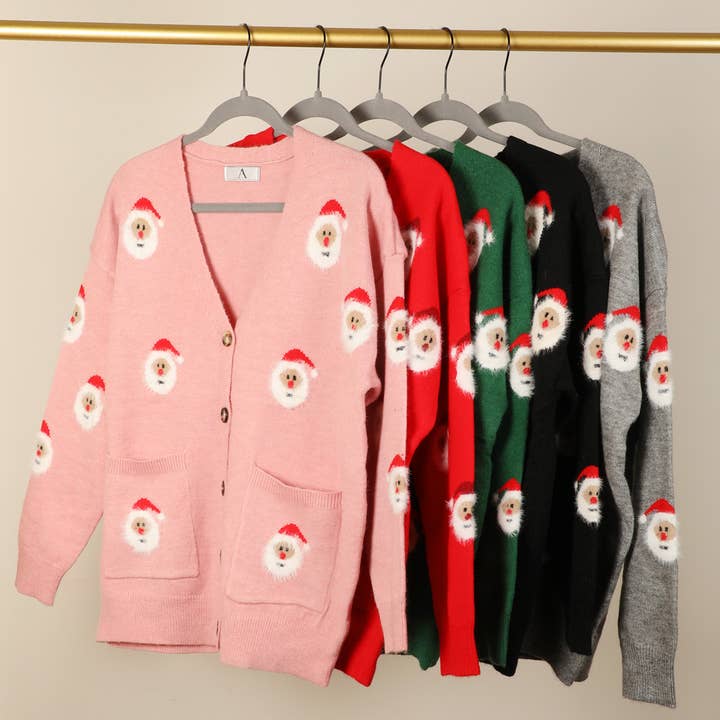 Holiday Santa Claus Button Cardigans 12Pcs Bundle for wholesale on Faire