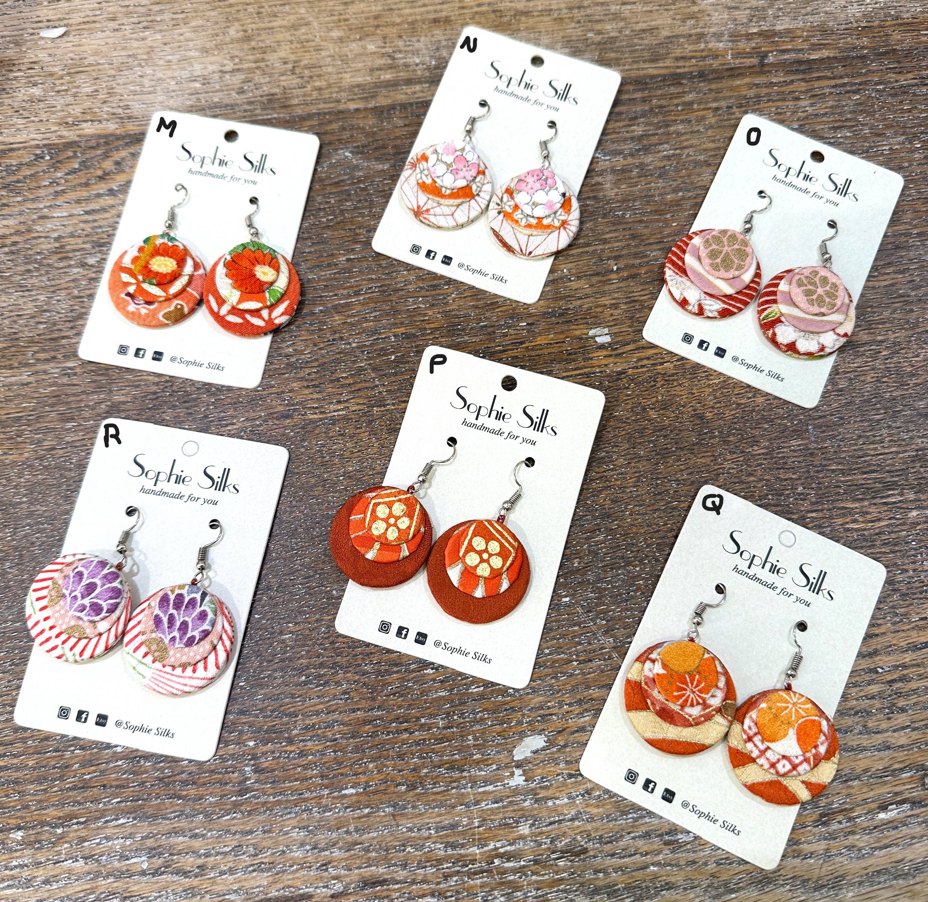 Sophie Silks - Wholesale Dangle earrings - Circle Disc Kimono Earrings13