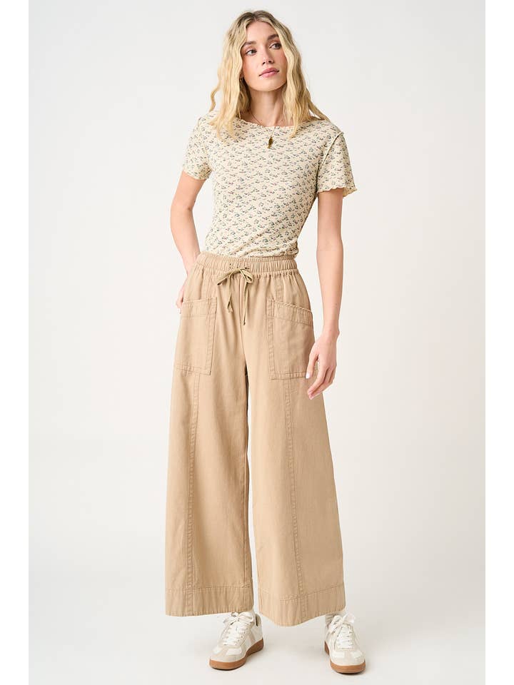 mittoshop - Wholesale Pants - Women's - MINERAL WASH WIDE LEG ELASTIC WAIST TWILL PANTS6