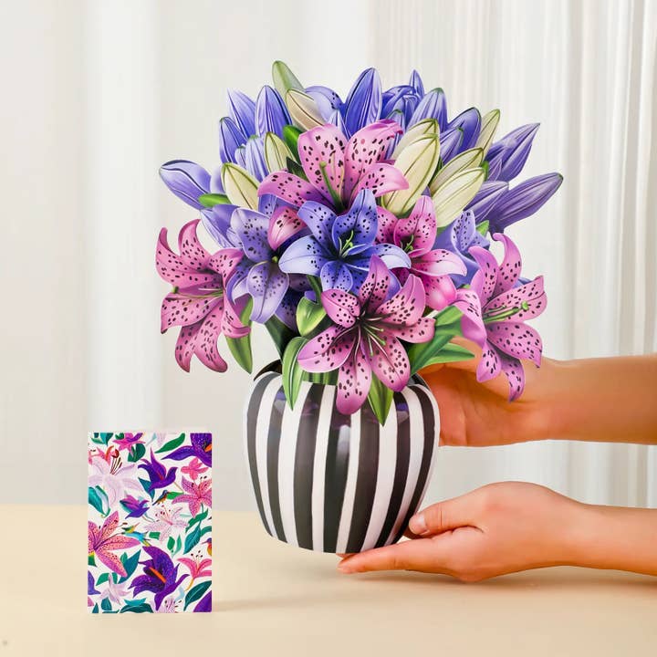 PetalPal - Wholesale Everyday Greeting Card - Spotted Lilies Pop-Up Bouquet