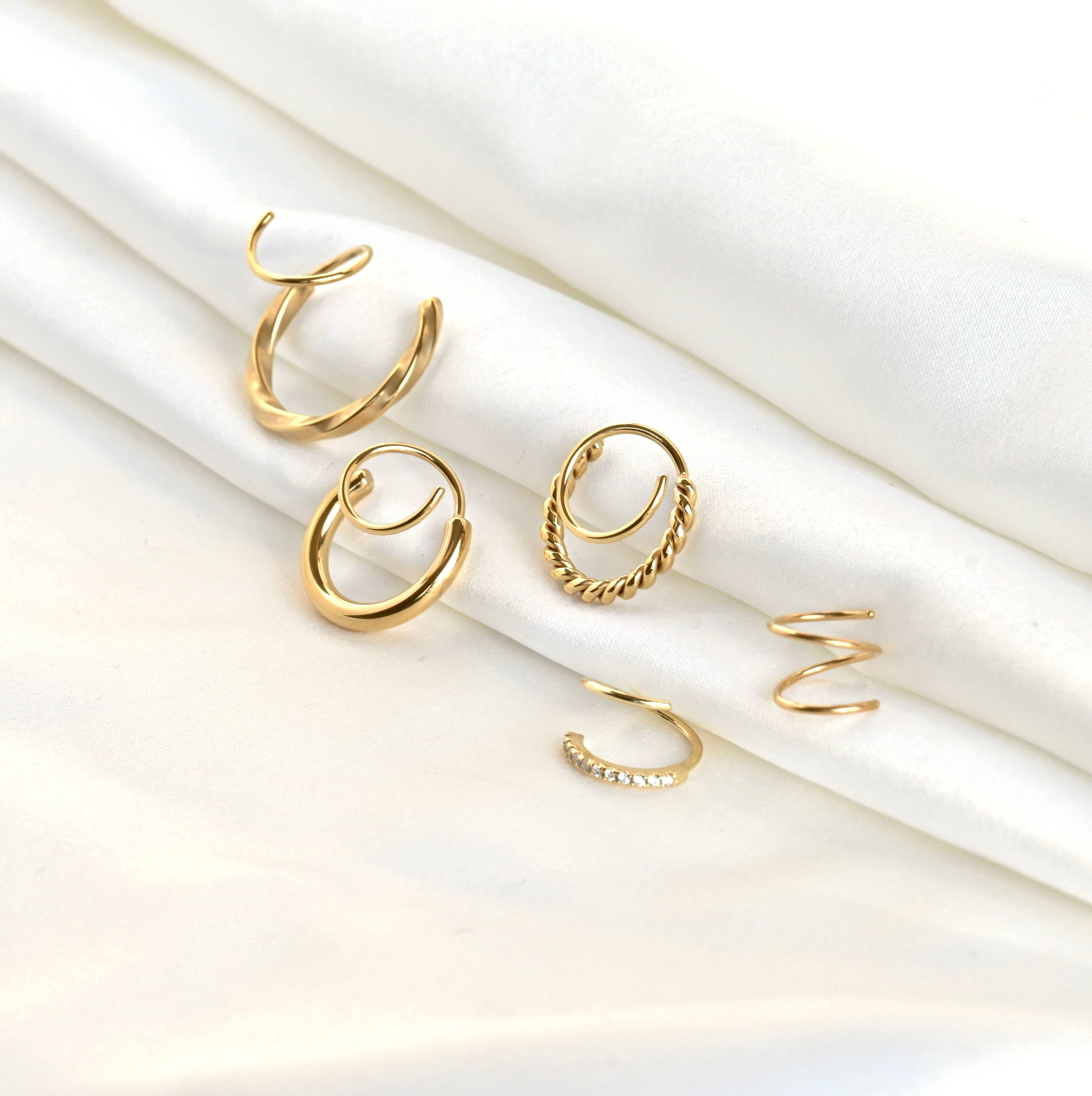 Blueyejewelry - Vendita all'ingrosso Orecchini a cerchio - Orecchini a Cerchio a Spirale Dorata - Orecchini a Torsione Impermeabili4