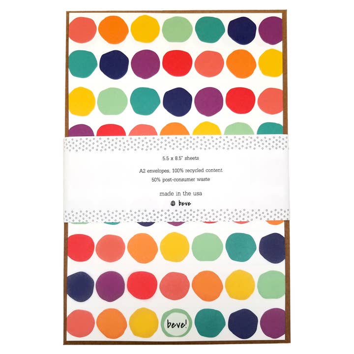 beve! - Wholesale Stationery/Notecard Set - Rainbow Dot Letter Writing Set1