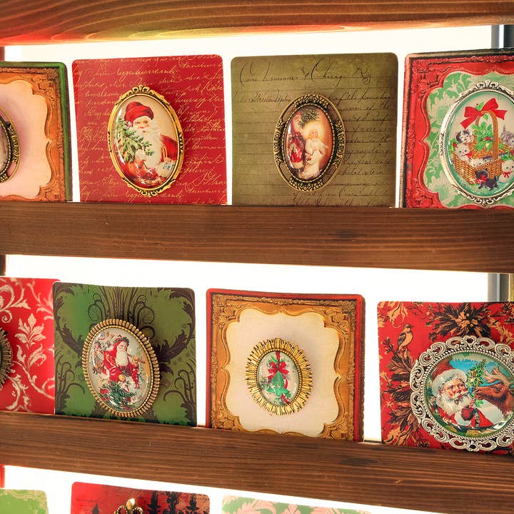 Asunder Bazaar - Wholesale Brooch - 20pc Vintage Christmas Brooches on Cards 5