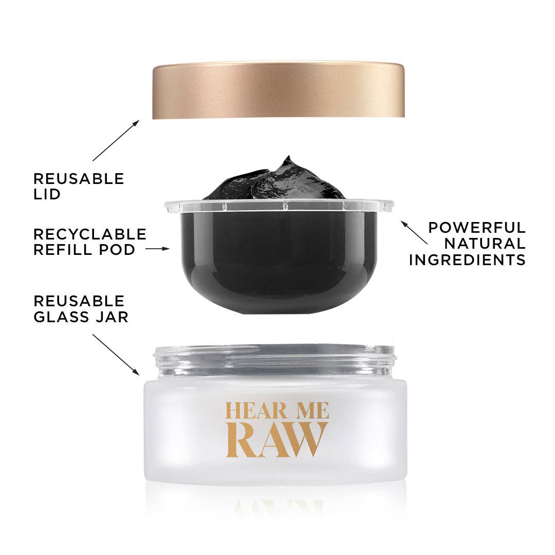 HEAR ME RAW - Wholesale Skincare Face Mask - The Detoxifier with Charcoal Jar + Pod - 2.5 fl oz5