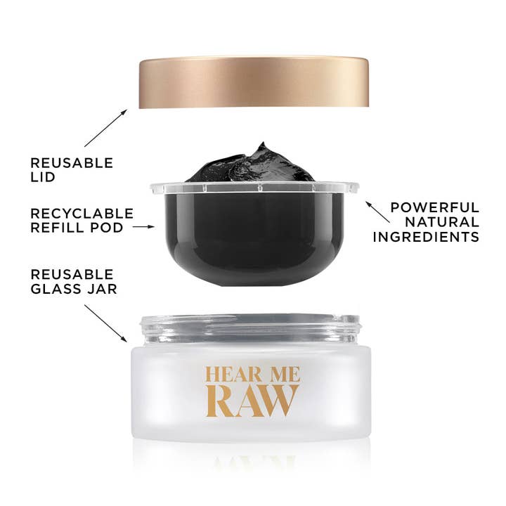 HEAR ME RAW - Wholesale Skincare Face Mask - The Detoxifier with Charcoal Jar + Pod - 2.5 fl oz5