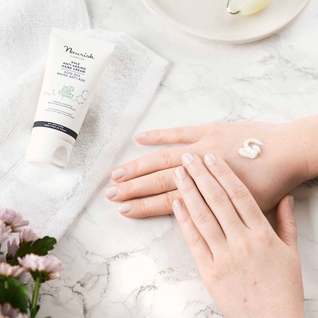 NOURISH LONDON – Creme/loção para as mãos por atacado – Creme de Mãos Anti-Envelhecimento Kale4