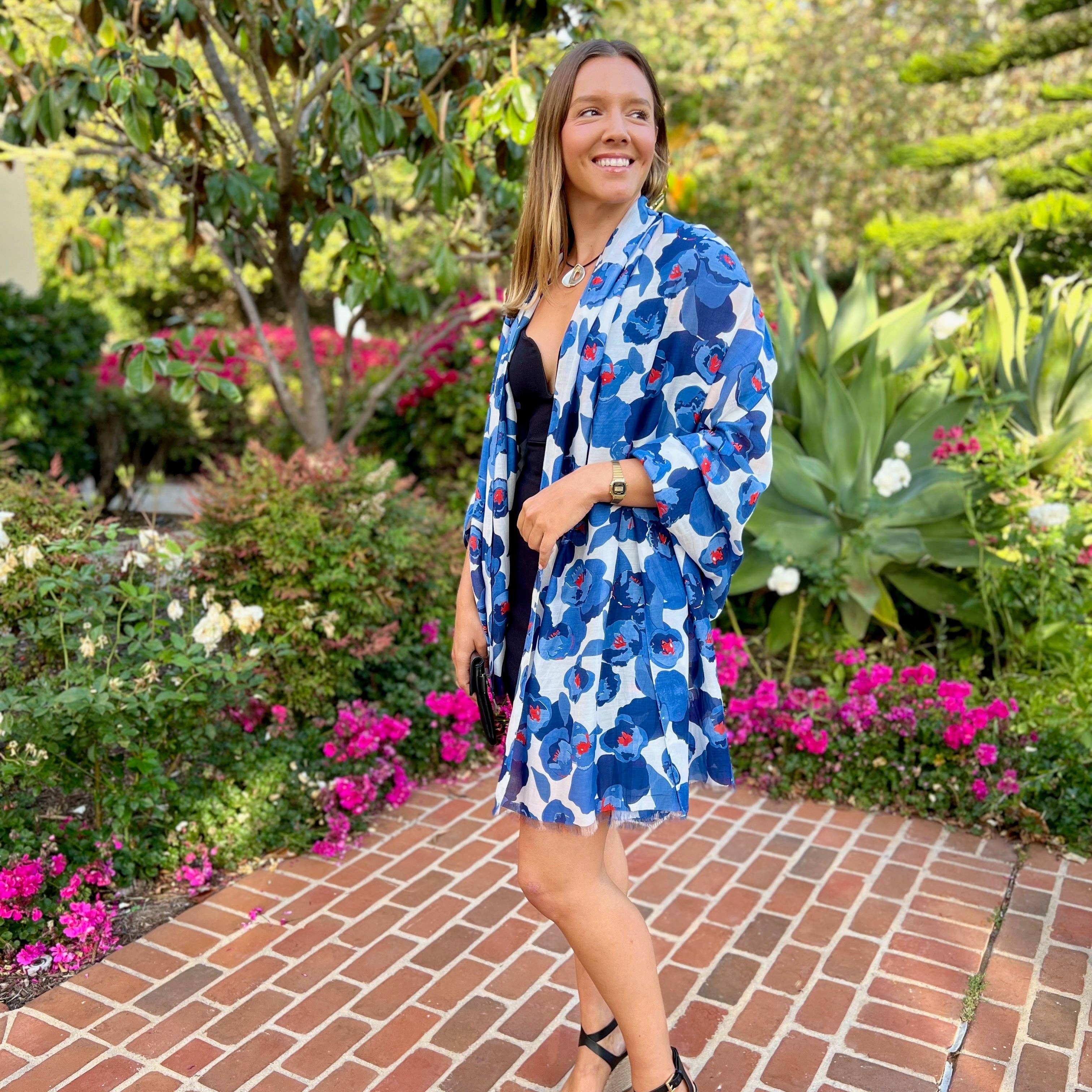 Humble Hilo – Cachecol - Mulher por atacado – Lenço Humble Hilo com arte de papoulas vetoriais41