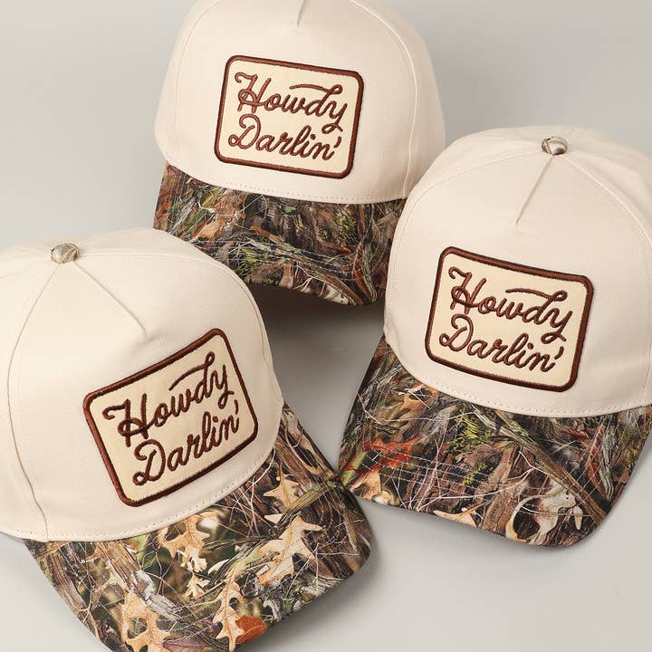 CAMO Howdy Darlin' Embroidery Patch Cap for wholesale on Faire