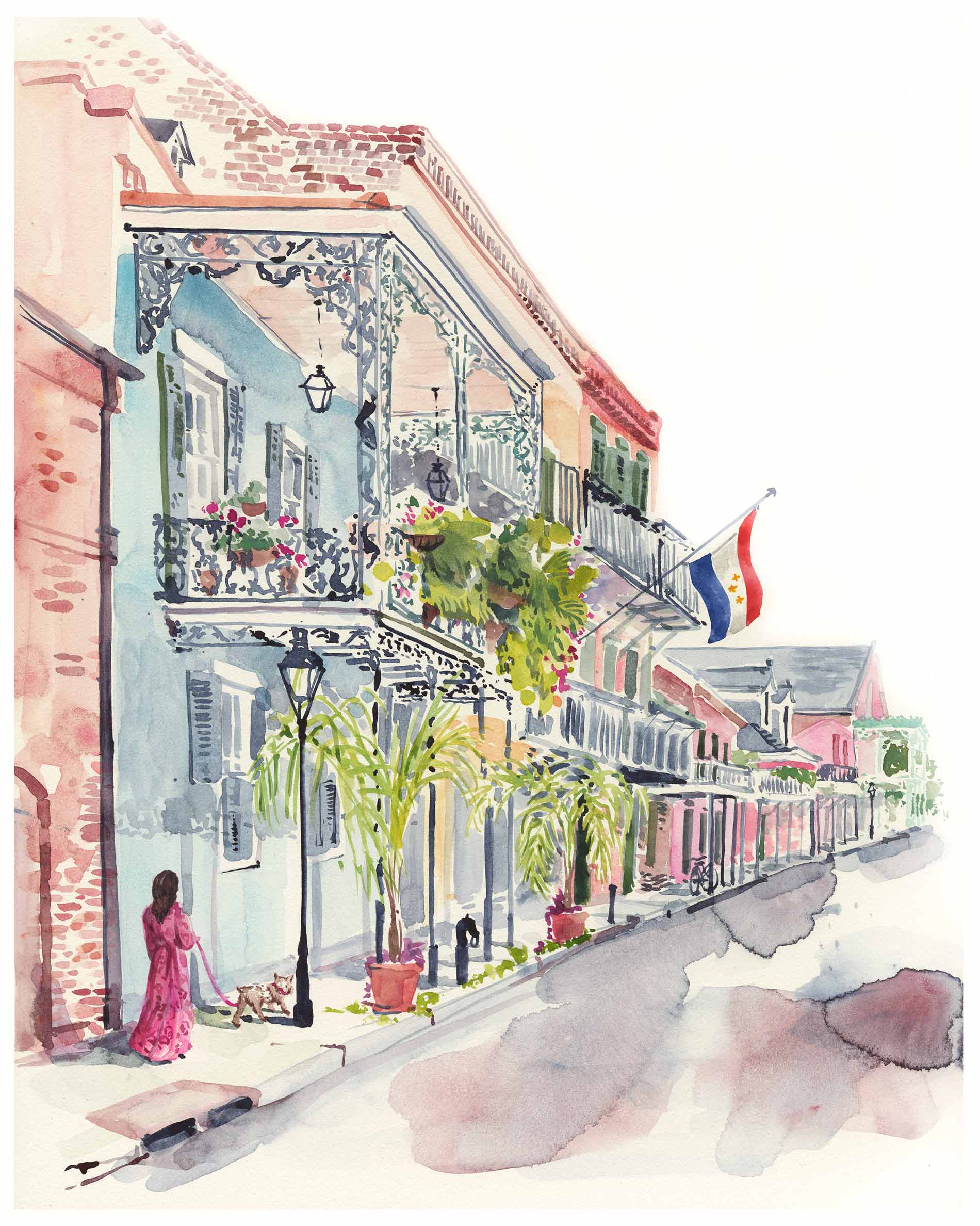 Lyla Clayre Studio - Wholesale Art Print - "French Quarter Stroll" Watercolor Fine Art Print1