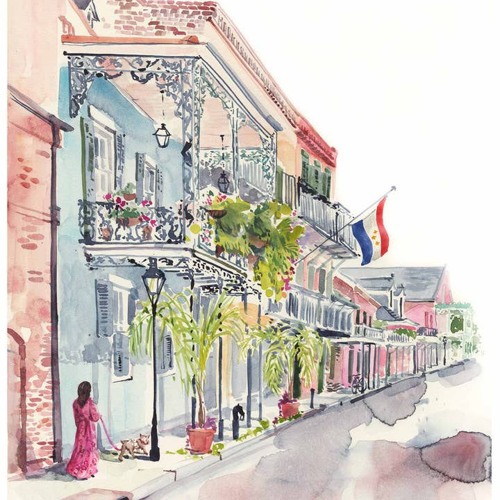 Lyla Clayre Studio - Wholesale Art Print - "French Quarter Stroll" Watercolor Fine Art Print1