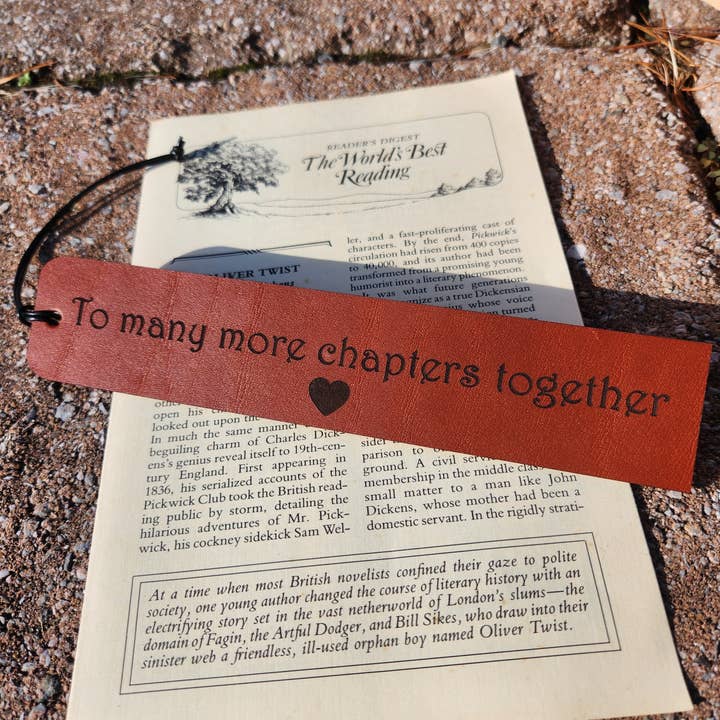 To Many More chapters together leather bookmark for wholesale by Bella Blue Art Studio