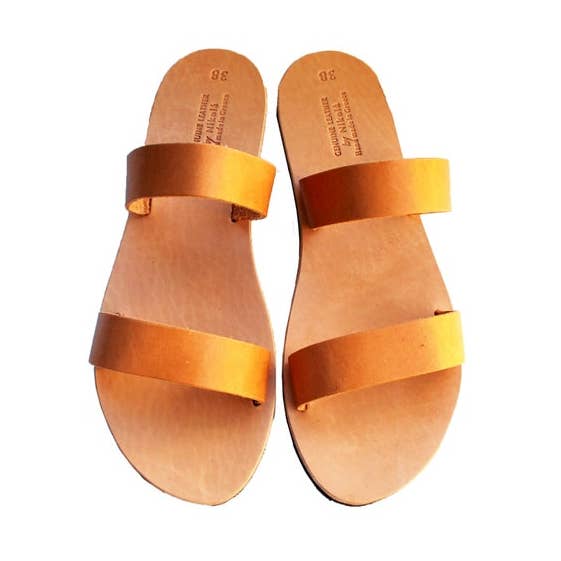 Slingbacks-sandaler för kvinnor i naturligt brunt läder för wholesale av Nikola Sandals