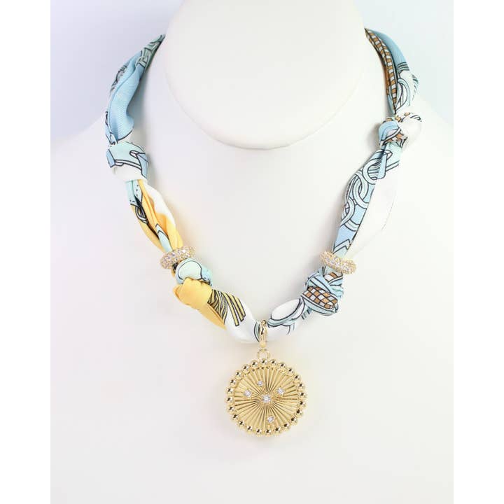 Caroline Hill - Wholesale Pendant/Charm Necklace - Shannon Scarf Charm Necklace Light Blue1