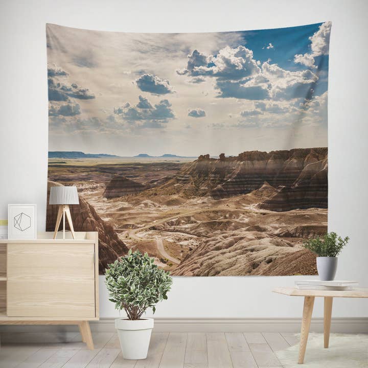 Tapisserie peinte du désert de l'Arizona, décor de parc national de la forêt pétrifiée pour la vente par lostkatphoto