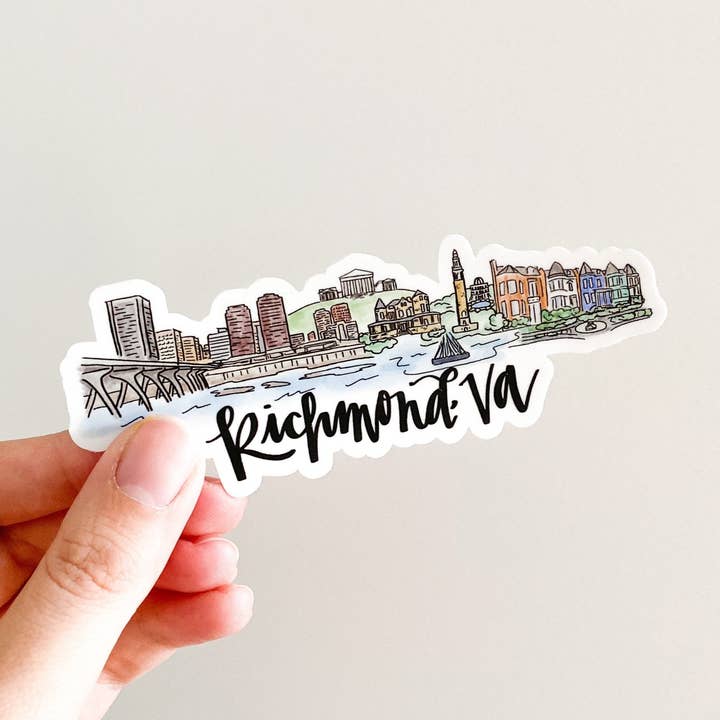 Thirteenwinks - Vente Autocollant - Autocollant sur le panorama urbain de Richmond en Virginie, grand 5 pouces x 2 pouces0