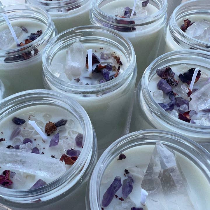 Element Apothecary - Wholesale Pot/gevulde kaars - Just Breathe Clear Quartz Point sojakaars kristal set van 92