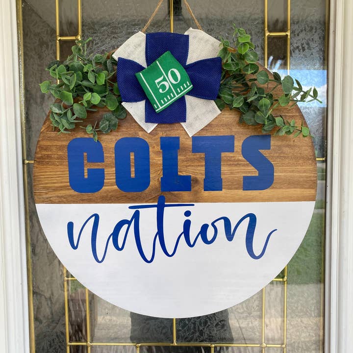 Colts Nation Door Hanger for wholesale by Timbered Roots Co