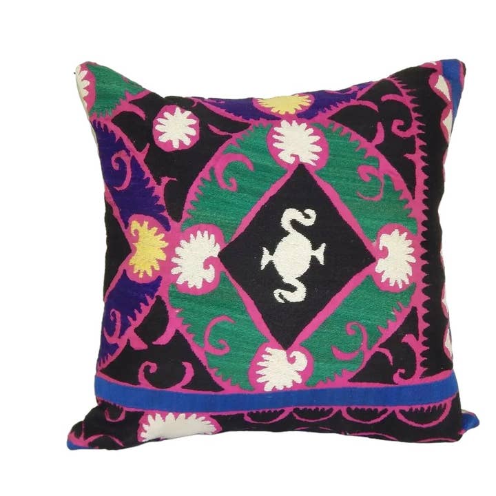 Vintage Floral Suzani Pillow, Turkish Embroidered Suzani for wholesale by Vintage Pillows Store