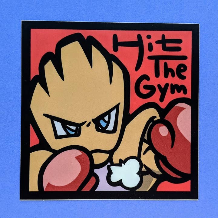 Hitmonchan: Hit The Gym 3"x3" Vinyl Sticker for wholesale by waifuarts