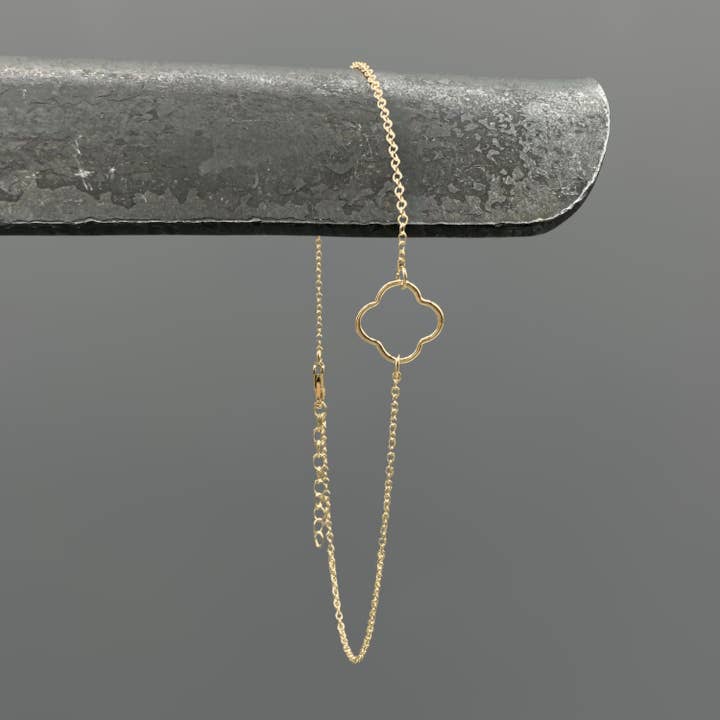 Open Clover Anklet for wholesale by Something Silver