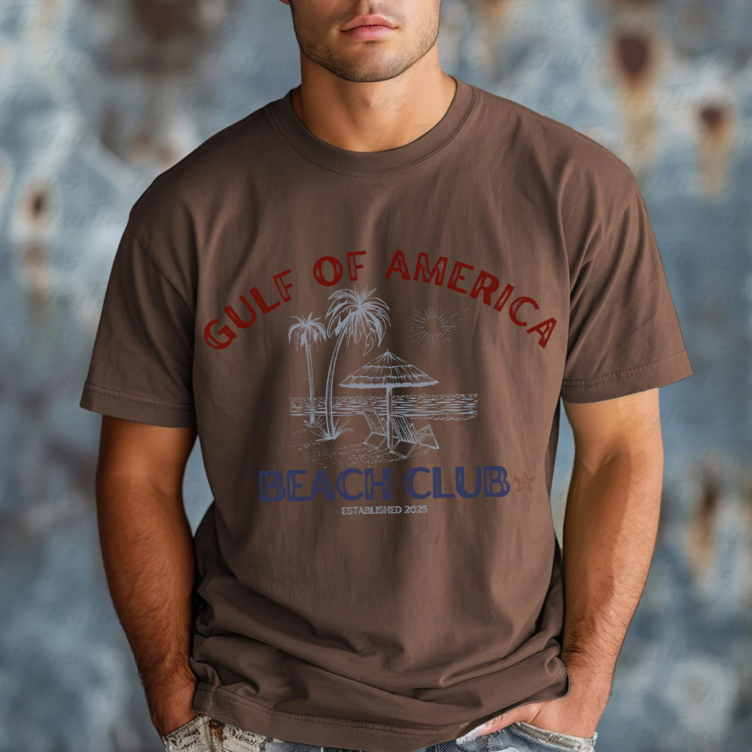 Clover + Cotton Co - Wholesale Screen Printed T-Shirt - Men's - Over Print | Gulf Of America Beach Club Tees6