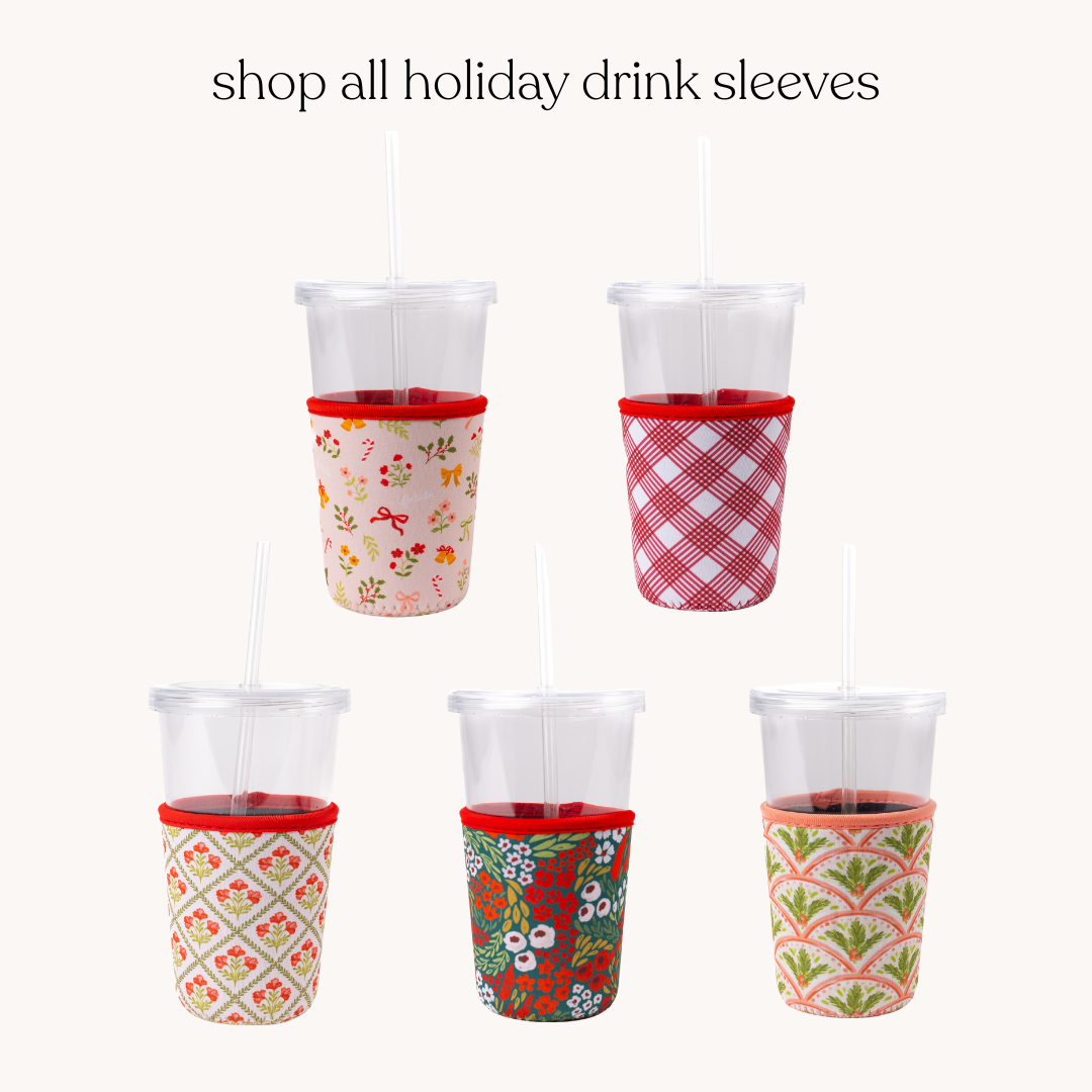 Elyse Breanne Design - Wholesale Drink Huggers & Koozies - Bells & Bows Drink Sleeve, Iced Coffee Koozie | Christmas2
