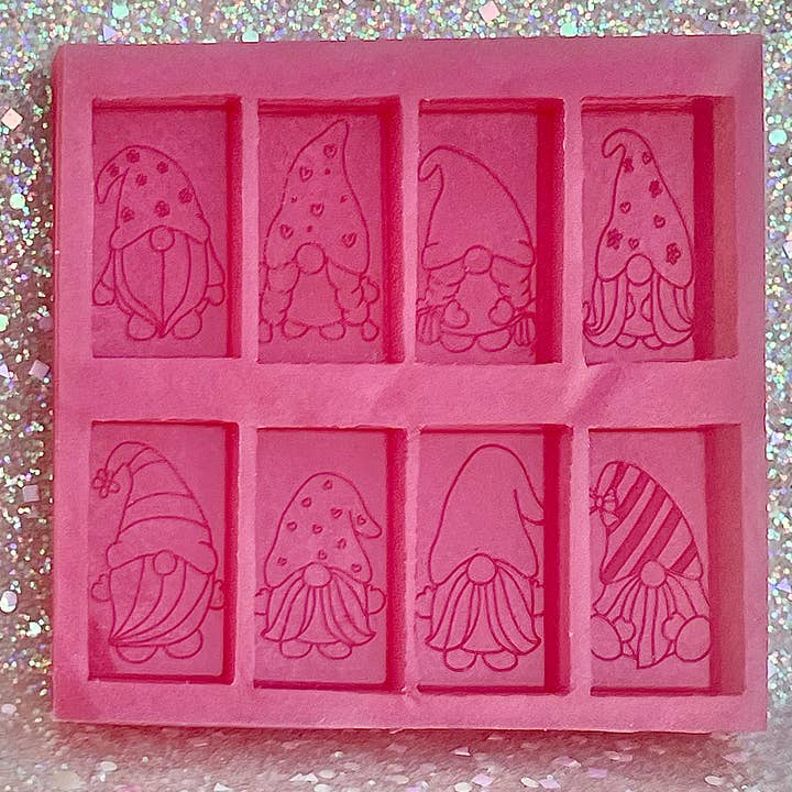 Stampo in silicone artigianale con 8 celle a tema Gonk per la vendita all'ingrosso da parte di Devine Silicone Moulds