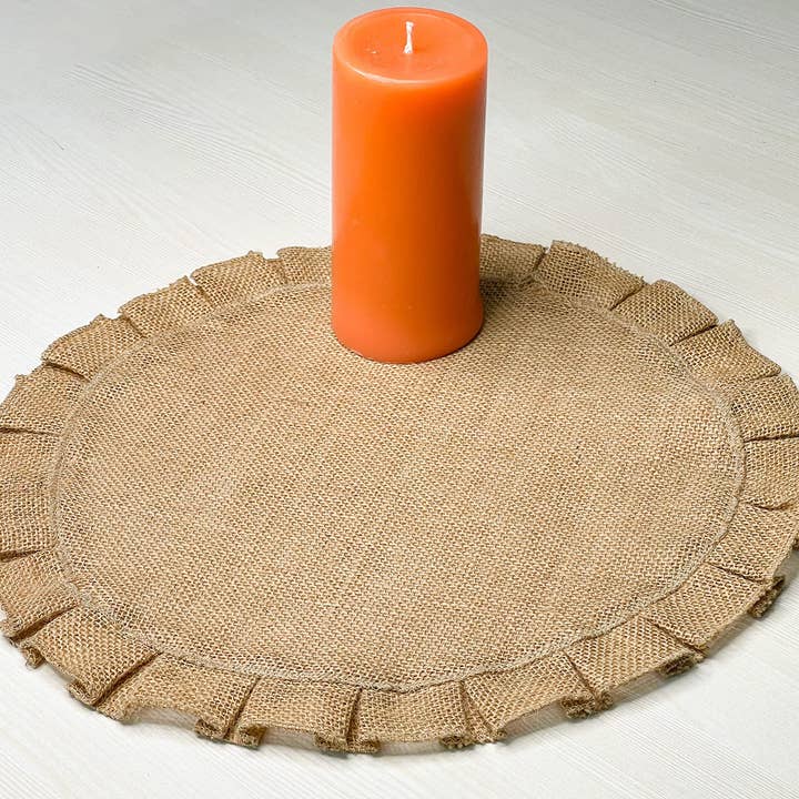 NATURAL JUTE Set of 4 Burlap Round Placemats, 15 Inch for wholesale on Faire