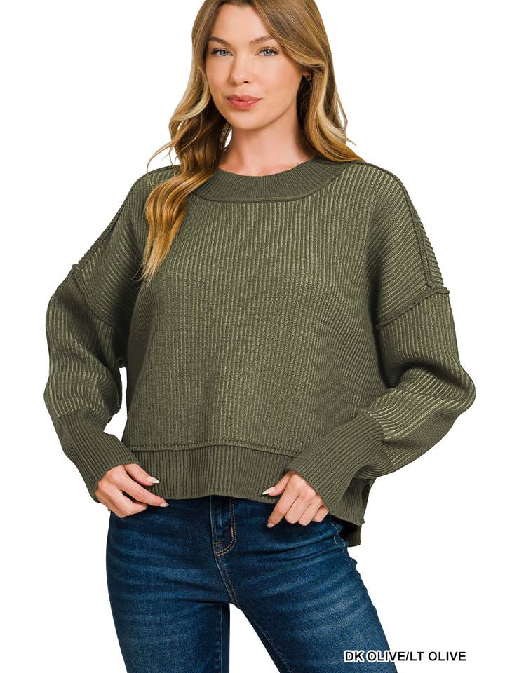 42POPS - Wholesale Knit Sweater - Women's - ',.._ Two Tone Textured Premium Sweater w/ Side slit7