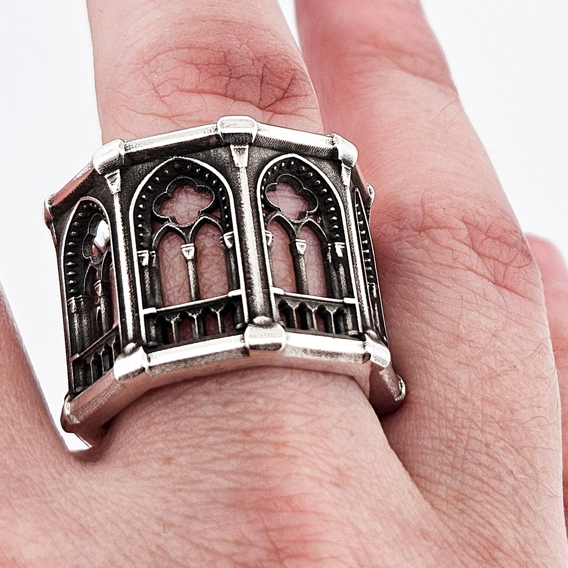 Inchoo bijoux inc - Wholesale Band/Stacked Ring - Holy Gothic Church Bold Wide Ring Band10