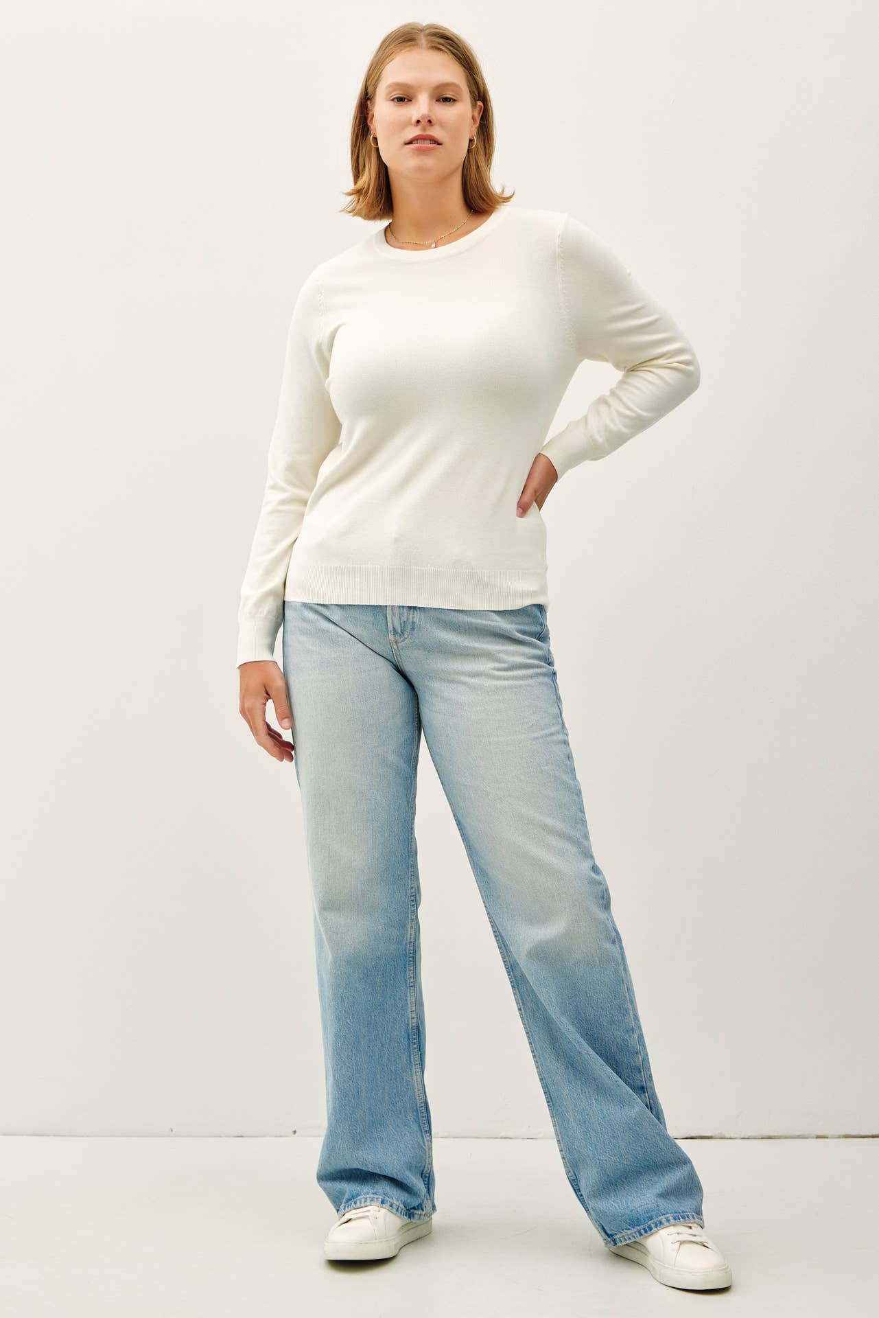 Be Cool - Vente Pull en maille – femme - PULL BASIQUE EN MAILLE DOUCE À COL ROND PLUS26