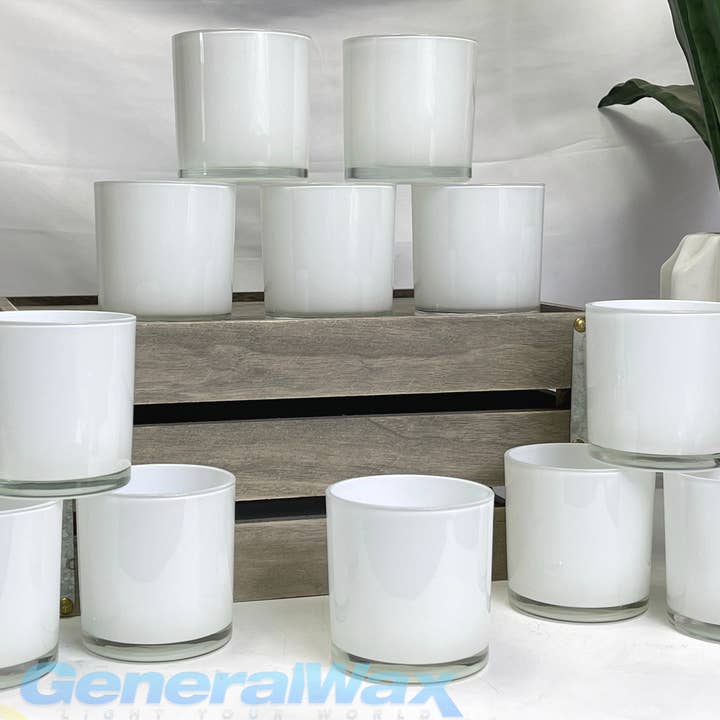 General Wax & Candle Company - Wholesale Candle Holder - 9.5oz White Candle Holder, White Candle Vessel, White Jar