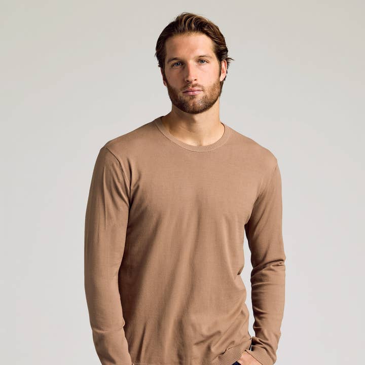 Truffle Dressy Crew Neck Sweater for wholesale by True Classic
