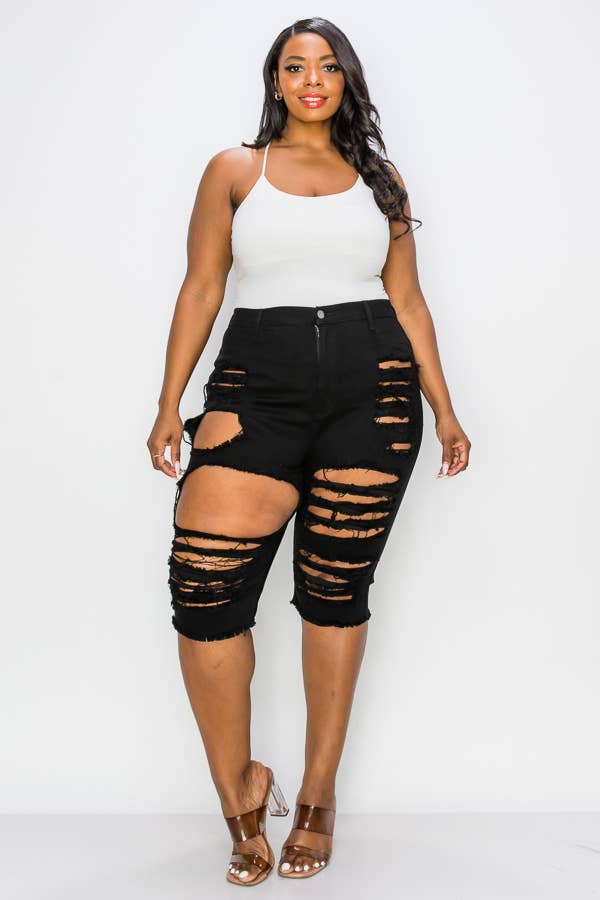 The Map Jeans - Wholesale Shorts - Women's - Curvy Plus-Size Bermuda Jean Shorts 5006P1