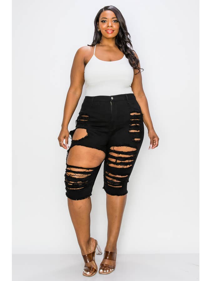 The Map Jeans - Wholesale Shorts - Women's - Curvy Plus-Size Bermuda Jean Shorts 5006P1