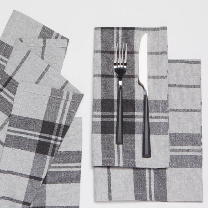 Now Designs by Danica - Wholesale Dinner & Cloth Napkin - Recycled Cotton 2nd Spin Gray Napkins Set of 4