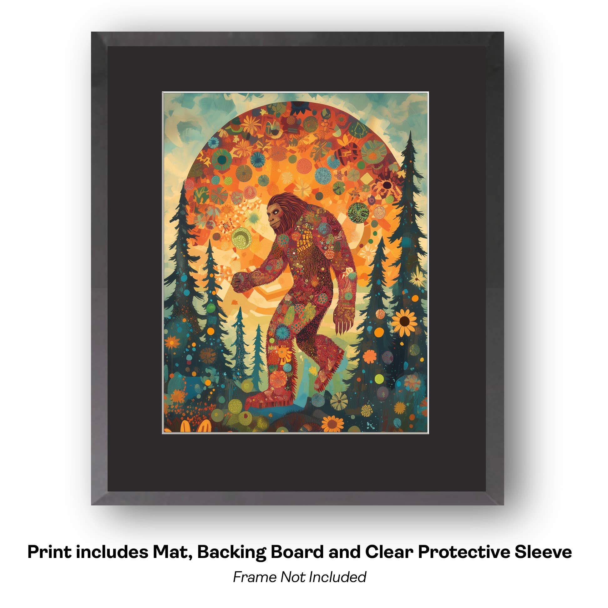 Mowbi - Vendita all'ingrosso Stampa artistica - Tipo Tosto, Bigfoot: Credi in Te Stesso - Stampe d'Arte di Criptidi - Stampe di Bigfoot – Opera d'Arte 8″x8″ in Passepartout 12″x12″17