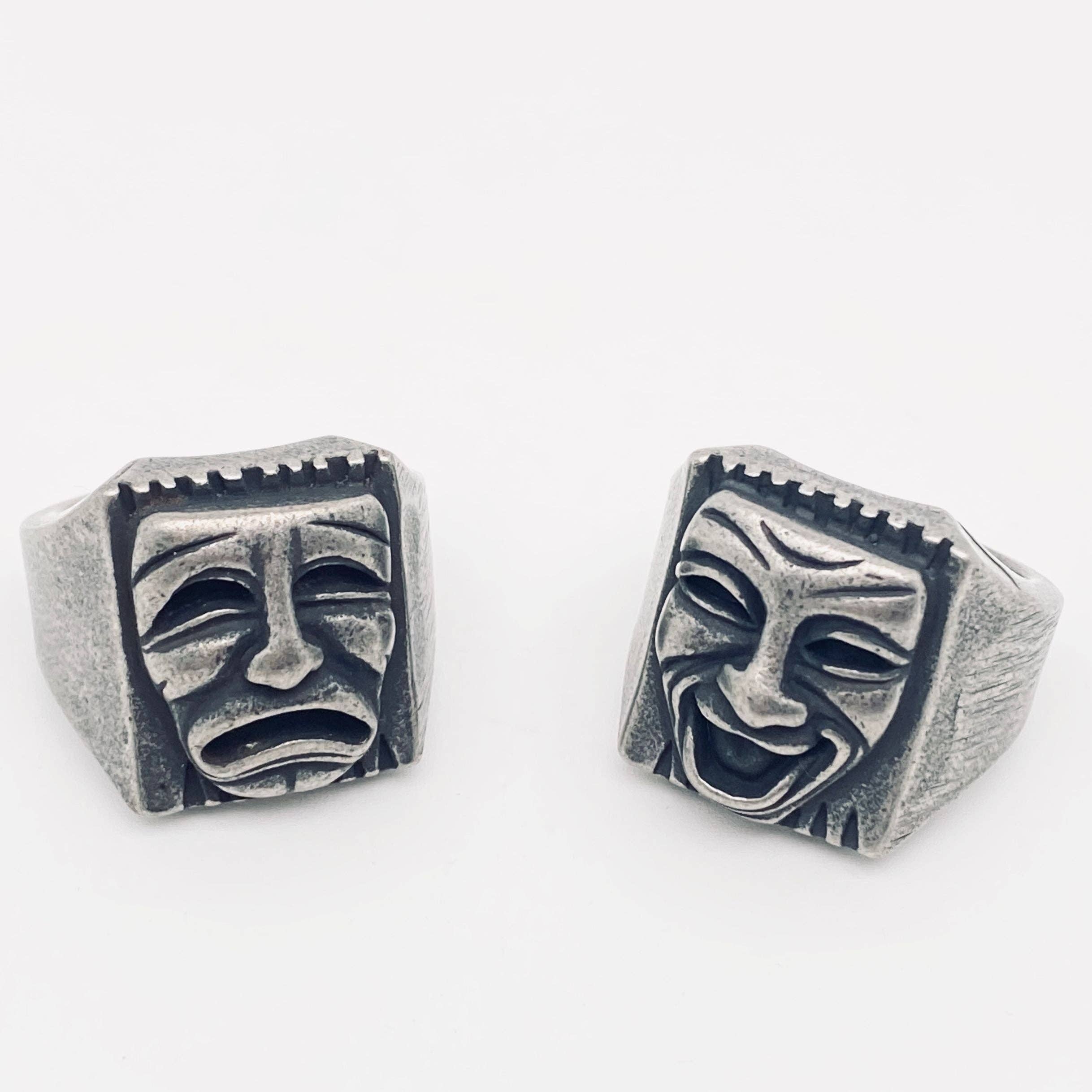 Mio Queena - Wholesale Signet Ring - MJ/MR - Stainless Steel Smiling Face and Crying Face Ring3