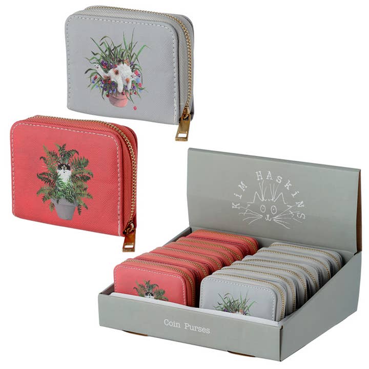 Puckator EU - Venta al por mayor Cartera - Unisex - Kim Haskins Cats in Plant Maceta monedero pequeño con cremallera