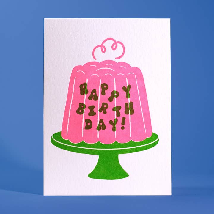Carte de vœux typographique "Gâteau de gelée d'anniversaire" pour la vente par Half Pint Studio