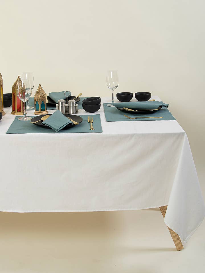 Solid White - Organic Cotton Tablecloth for Dining & Kitchen for wholesale by Artsy Home