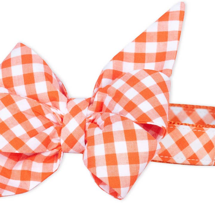 Gola de cão Piquenique Plaid Belle Laço Laranja por atacado de Crew LaLa