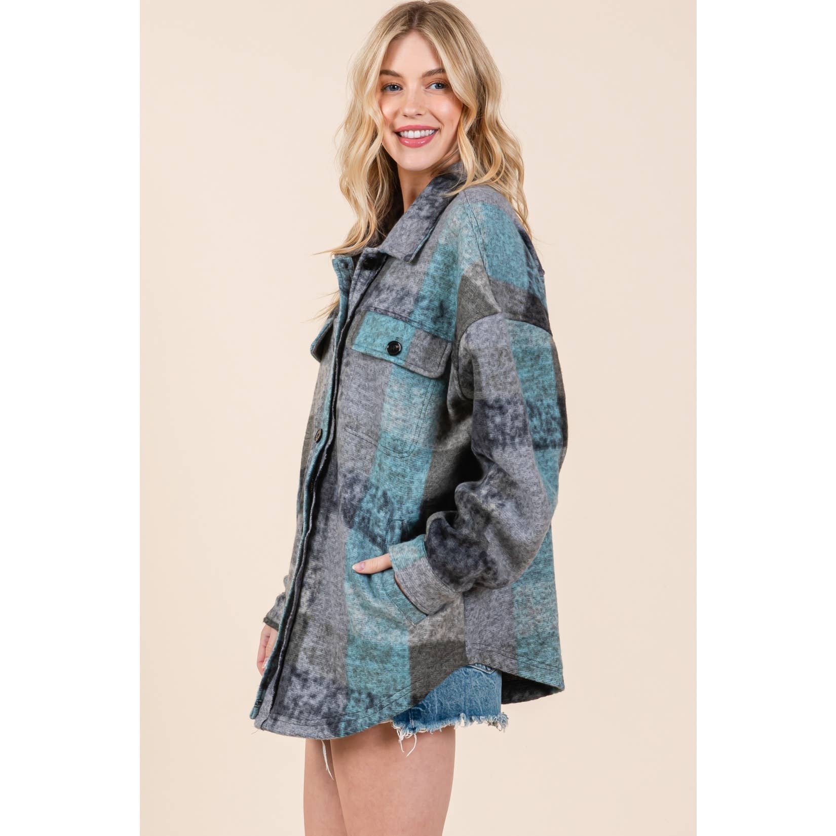 Mapcie - Wholesale Jacket - Women's - MULTI PLAID SHACKET WITH POCKETS11