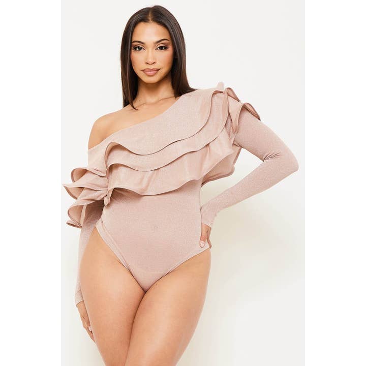 BOLD GRACE RUFFLE BODYSUIT for wholesale by Black Pearl Clothing