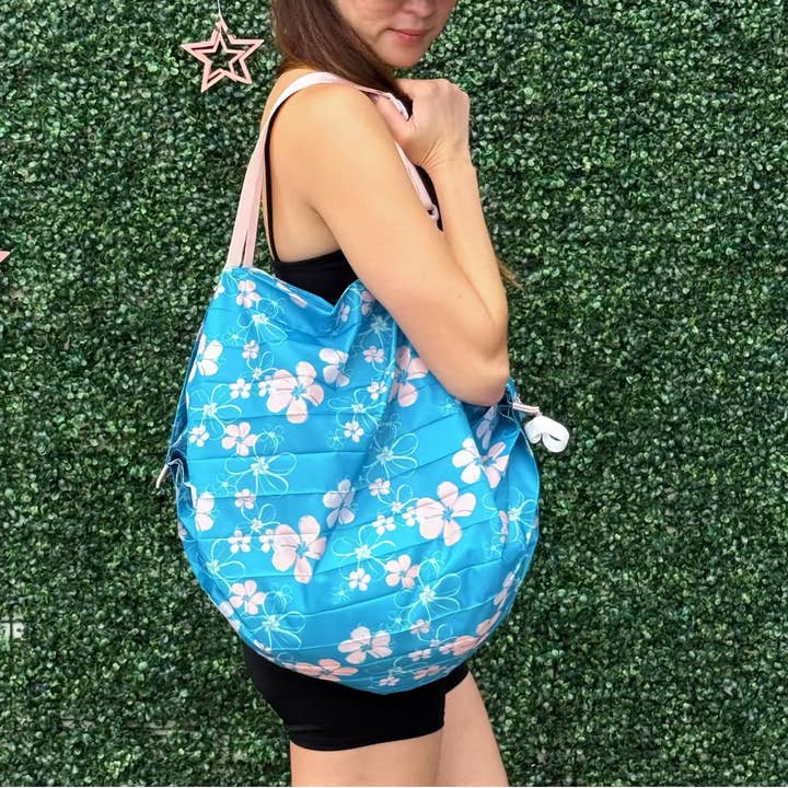 Shappa Tote Plumeria blue for wholesale by Phases Hawaii
