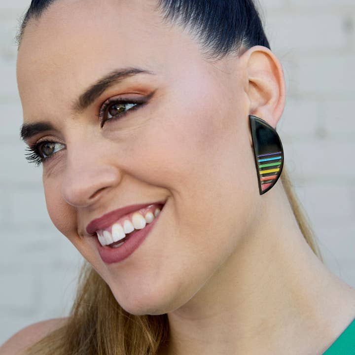 CLIP ON LGBTQ "JE SUIS" STUDS for wholesale by MAINE+MARA