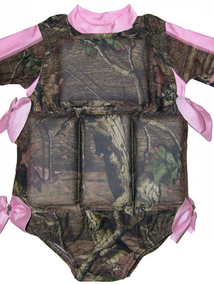 Girls Flotation Swimsuit & Rash Guard Set - Pink Camo for wholesale by My Pool Pal