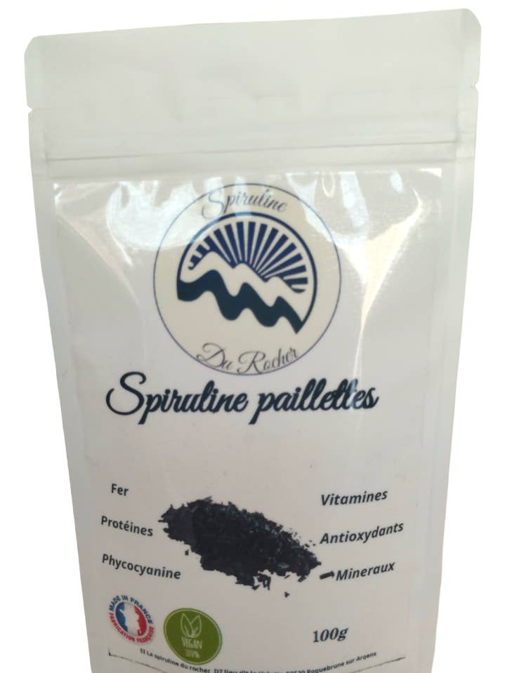 Flocos de spirulina francesa 200 g por atacado de La spiruline du rocher